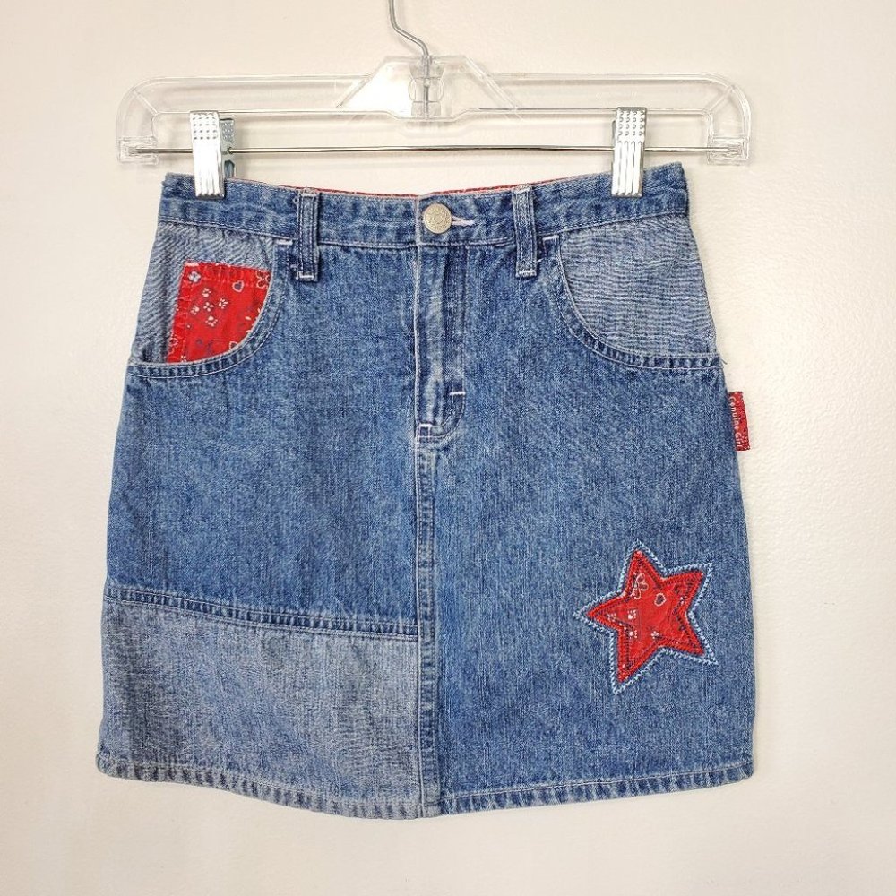 Genuine Girl Denim Jean Skirt With Red Accents Girl's Size 8
